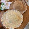 Summer Colorful Woven Straw Hat For Seaside Vacation Breathable Hollow Out Large Brim Uv Resistant Sun Hat