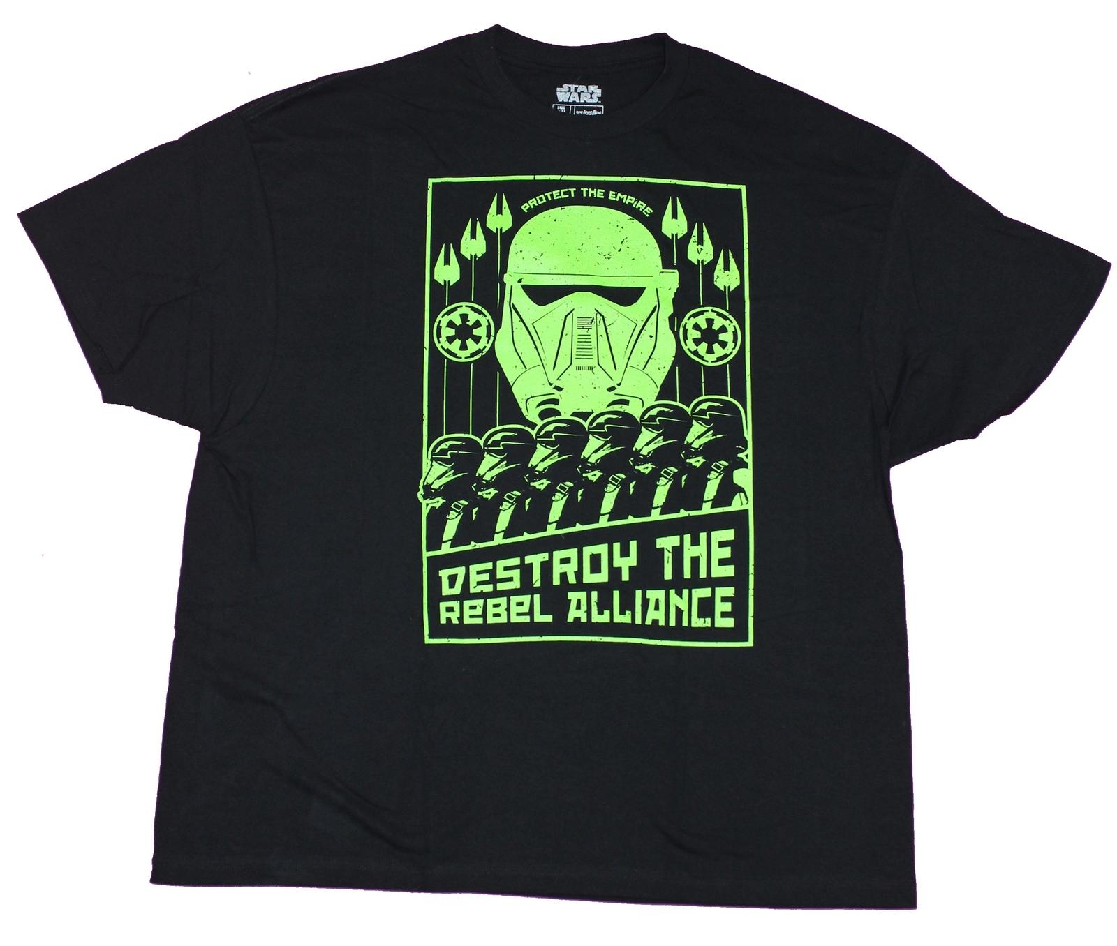 Star Wars Adult New T-Shirt - Destroy The rebel Alliance Death Trooper Green S