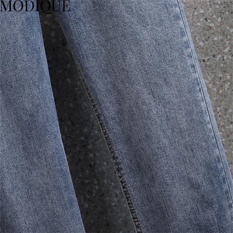 MODIQUE Toamnă Mărimi Mari Pantaloni Noi Dama Elastici Drepți Lungime Glezna Bază Dama Casual Lungime Completă Blugi Denim Femei Pantaloni Lungi din Bumbac