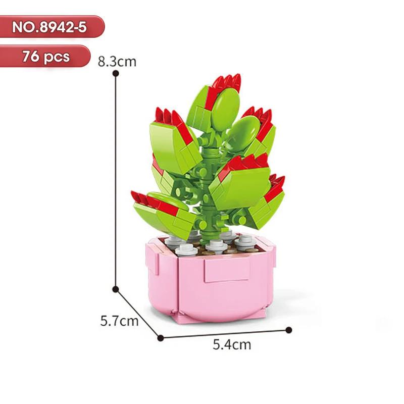 New Flowers Succulents Building Blocks Everlasting Bonsai Tree Gardens Romantic Girls Bricks Potted Plants Hot Model Kids Toys
