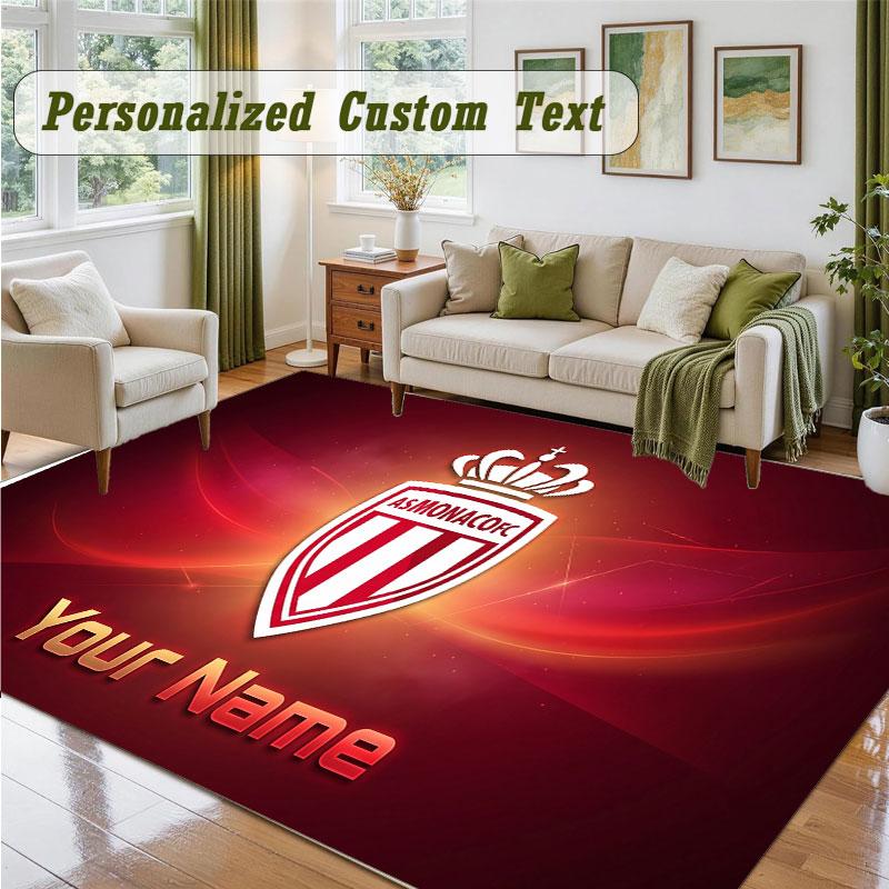 Crystal Velvet Square Rug Custom NameMonaco FC Pattern Non Slip Home Floor Decor Rug