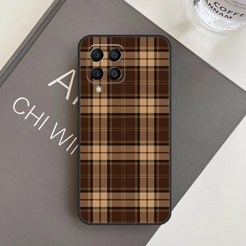 Brown Plaid Case For Samsung Galaxy M11 M21 M31 M20 M23 M54 M14 M34 M13 M52 M32 M12 M16 M36 M56 M15 M55
