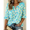 Women's elegant printed lace-up flared top, stylish and versatile, comfortable and skin-friendly