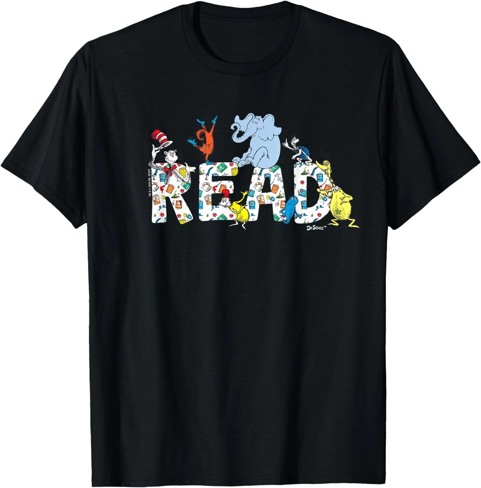 Dr. Seuss Characters Read Design for Youth and Adult T-Shirt S