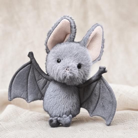 Grauwige Vleermuis Pluche Speelgoed, Ondersteboven Hangend Knuffeldier, Creatieve Halloween Decoratie voor Autospiegel, Verzamelbaar Cadeau voor Kinderen