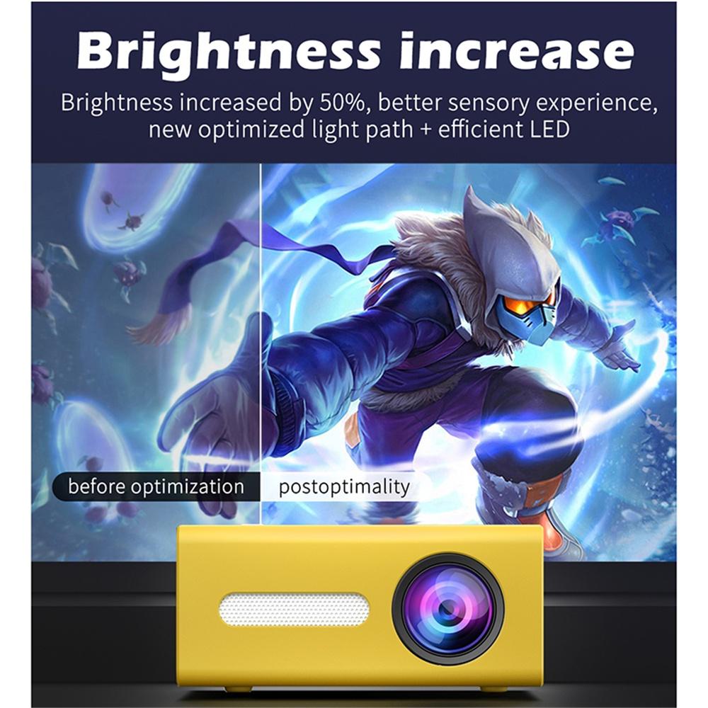 12V-2A T300 1920*1080 LED Mini Portable Projector 240x320 AV USB Audio Projector 3D Home Cinema Media Video Player Built-in Speaker 20W
