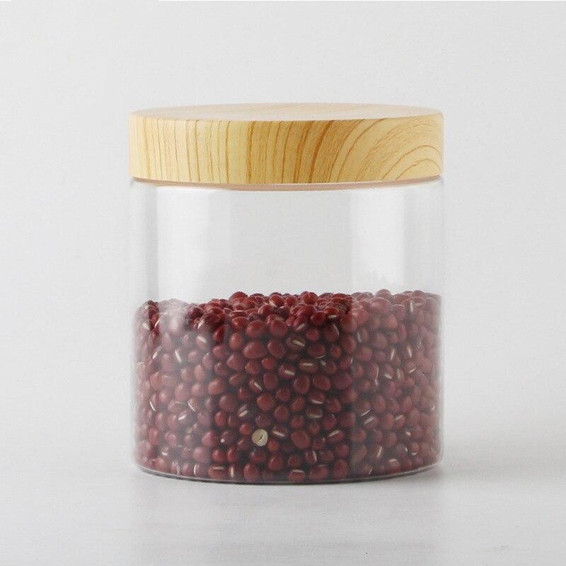 Imitation Wood Grain Sealed Jar Transparent Plastic Food Jar Dried Fruit PET Flower Tea Biscuit Box Food Packaging Bottles
