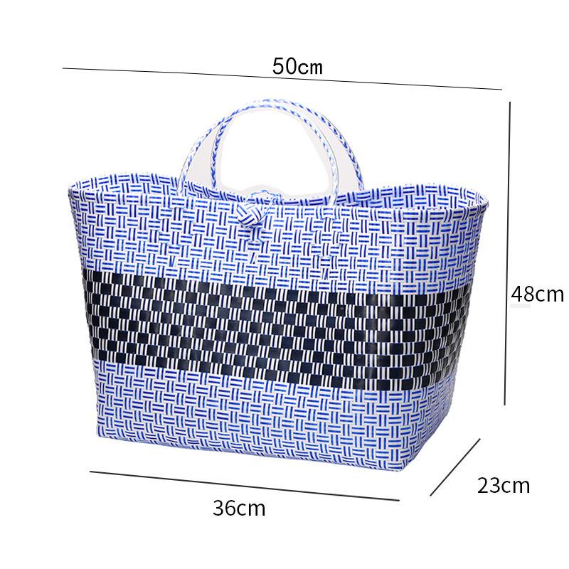 Vietnamese Large Imitation Rattan Handled Storage and Grocery Basket