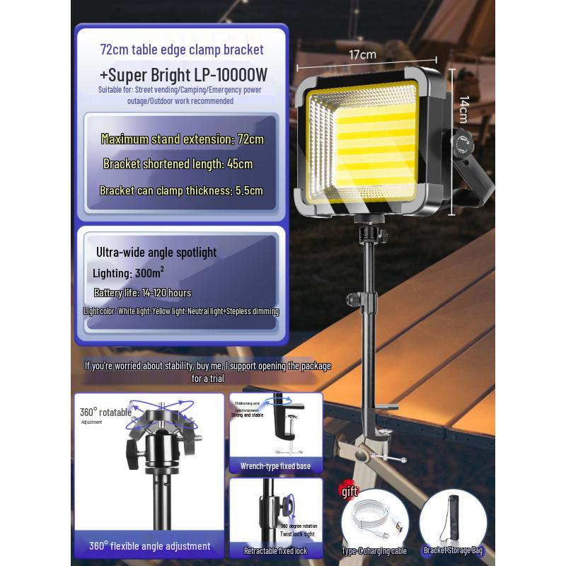 Rechargeable Outdoor Camping Lamp with Handheld Bracket - Super Bright Emergency and Market Stall Light.