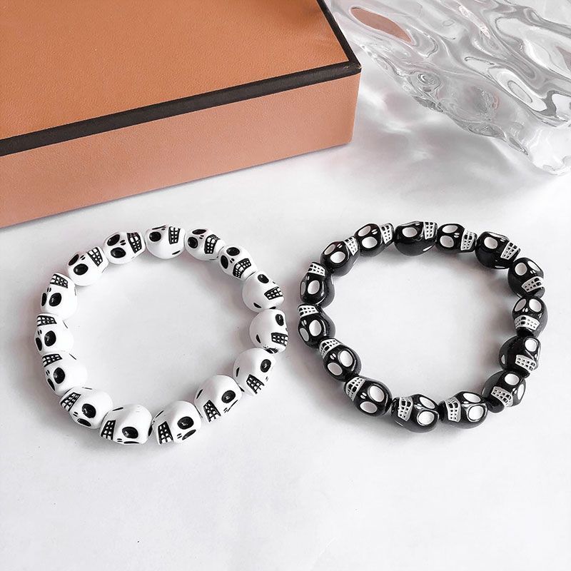 Dark Hip Hop Skull Beaded Bracelet Punk Gothic Retro Couple Bracelet Trend Personality Jewelry