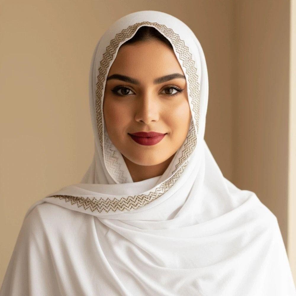 Long Smooth Silk Headscarf Sunscreen Thin Large Shawl Veil Rhinestone Chiffon Hijab Scarf  For Gift