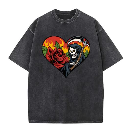 Illustration Graphics Vintage Washed T-Shirt Oversized Unisex Streetwear P6-172