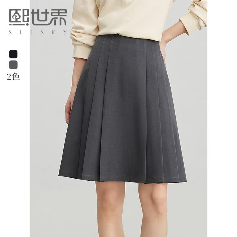 Sllsky Women s High-Waisted Pleated A-Line Skirt XL