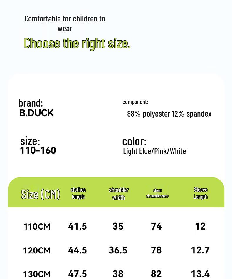 B.Duck Kids' Short Sleeve Ice-Feel Quick-Dry Top