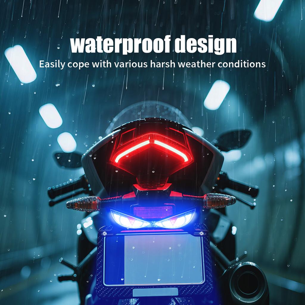 1 Set Luci Decorative LED per Targa di Motocicletta Occhio di Serpente Fanale Posteriore Lampeggiante Stroboscopico Moto Elettrica Modificata