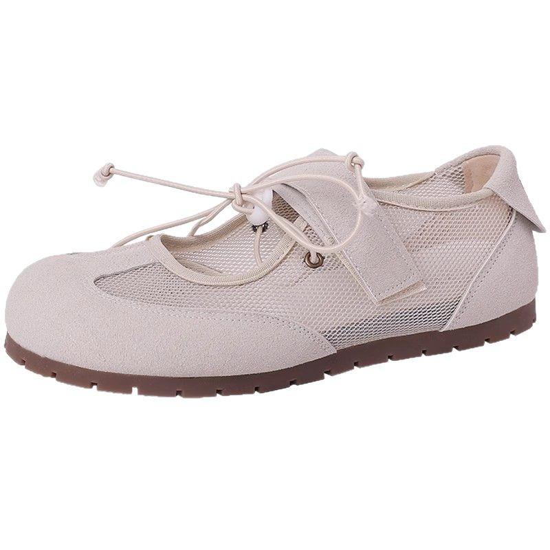 2025 Spring and Summer New Versatile Korean Version of Mary Jane Shoes Niche Fashion Silver Ballet Shoes Women's Casual Shoes