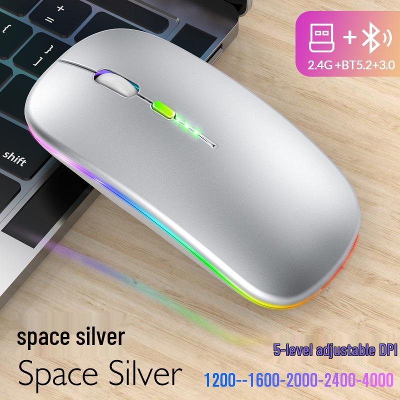 Dual-Mode Bluetooth & 2.4G Silent Optical Mouse with Power Display for Desktops and Laptops