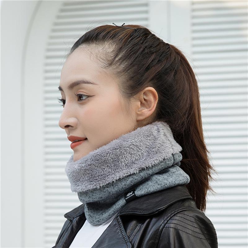 Unisex Fleece-Lined Knitted Snood: Warm Winter Neck Scarf With High-Neck Woolen Design In Versatile Korean Style