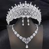 Royal Queen Champagne Tiaras and Crowns Bridal Jewelry Sets for Women Wedding Crown and necklace earrings Tiara Set Accessories