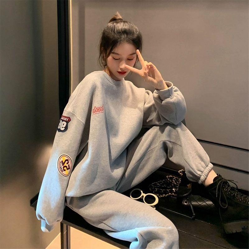 2022 Autumn/Winter Salt-Style Streetwear: Korean Loose Sweater and Casual Two-Piece Set for Female Students