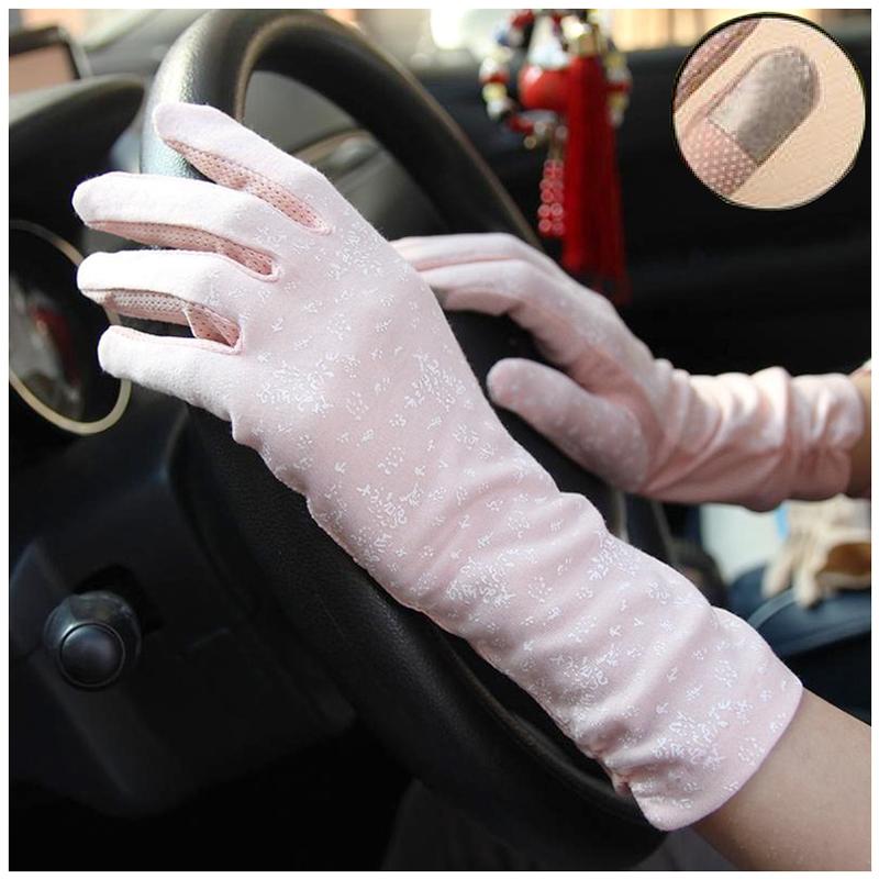 New Fashion Gloves Women Mid-long Summer Cotton Black Print Cycling Thin Touch Screen Bike Car Driving Gloves for Women