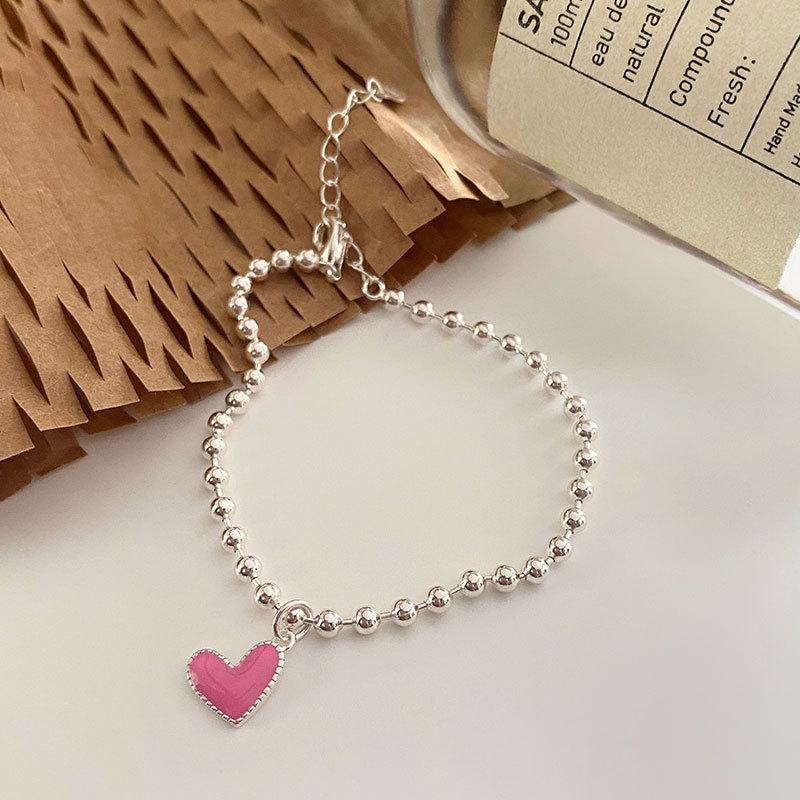 New Pink Love Bracelet Necklace Heart-shaped Clavicle Chain Valentine's Day