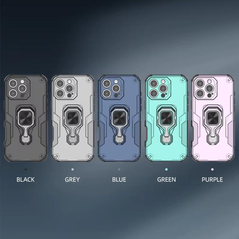 For iPhone 16 15 14 13 Pro Max Phone Case Camera Lens Protect Armor Case For iPhone 14 15 16 Plus 16E Magnetic Ring Holder Cover