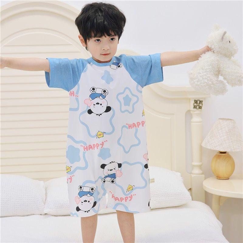 Summer Infant Short-Sleeve Cotton Pajamas - Thin Style Sleep Sack for Babies