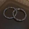 Starry Rhinestone Circle Earrings: Women's High-End, Large Hoop Fashion