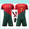 Set Tricou de Fotbal Portugalia pentru Copii Tricou de Fotbal Cupa Mondială Cristiano Ronaldo Numărul 7 Tricou Costum Sport