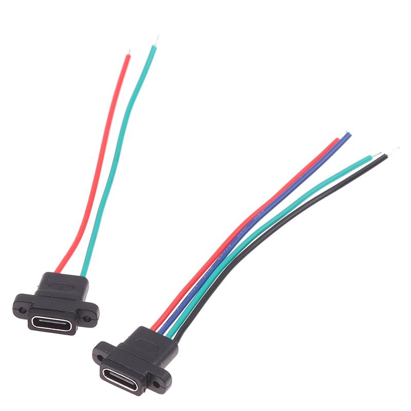 Type-C 2Pin 4Pin Welding Wire Female Waterproof Female Socket Rubber Ring High Current Fast Charging Port