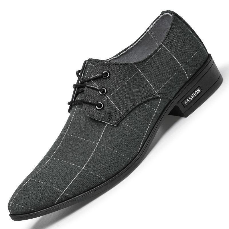 2025 Men's Pointed Casual Canvas Dress Business Shoes Summer Breathable Korean Version Trend Versatile Men's Shoes