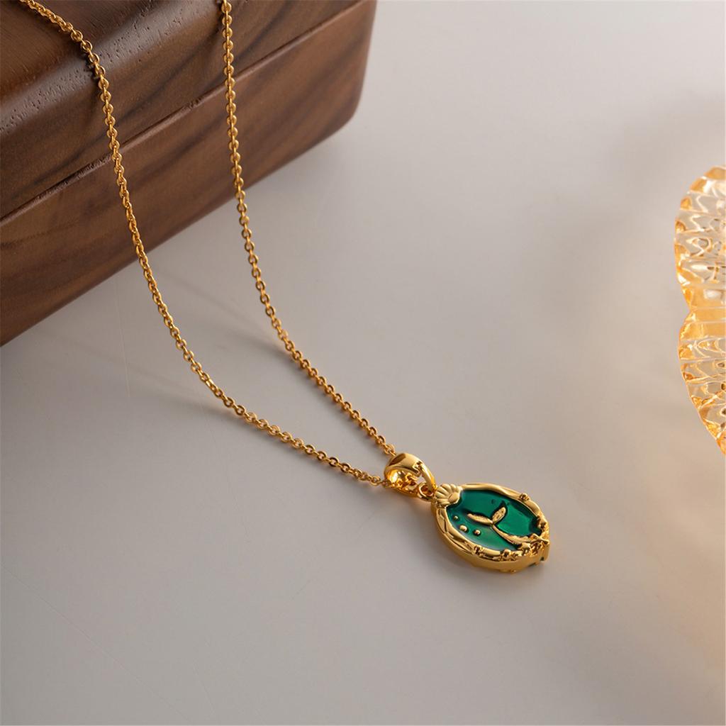 Double Sided Mermaids Princess Pendant Necklace Luxurious Sweater Chain for Women and Girls Handmade Jewelry Gift