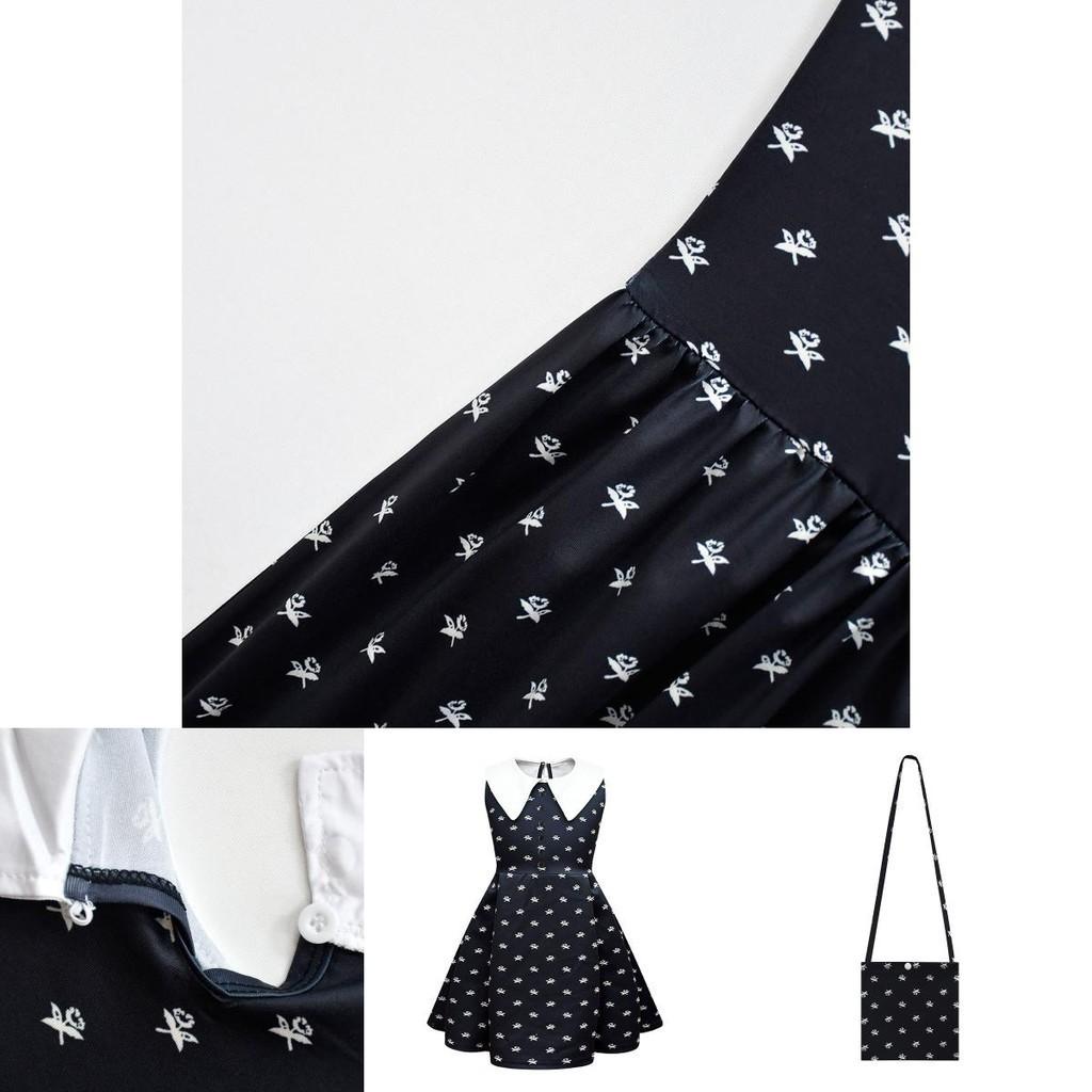 Wednesday Addams Dress Wig Cosplay Costume For Kid Girl Halloween Xmas Party