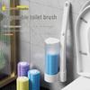 White Transparent Toilet Brush with Disposable Heads - Bathroom Cleaning Set
