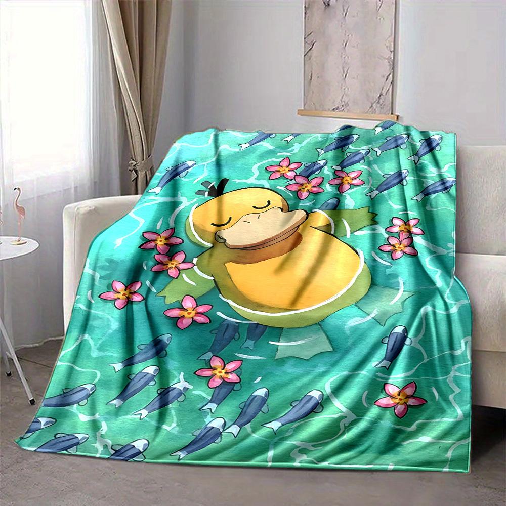 1pc Duck, Flowers Blanket Lightweight Flannel Blanket Throw Blanket For Sofa, Bed, Travel, Camping, Livingroom, Office, Couch