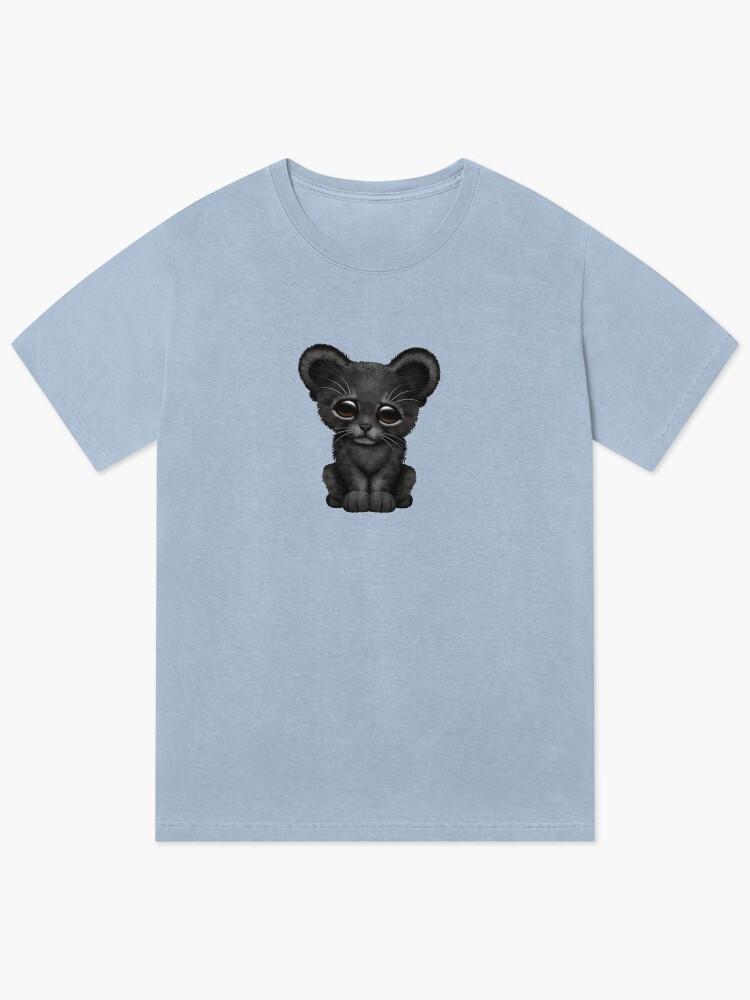 Black Panther Cute Baby Black Panther Cub on Blue Vintage Wash Unisex T-Shirt