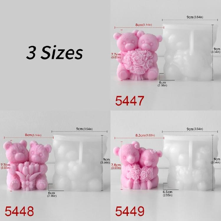 Professional Adorable Reusable Silicone Candle Mold Set With Realistic Bear Couple Design Perfect For Experts and Beginner