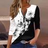 Summer New Fashion 2025 Women's Casual Long-sleeved Printed T-shirt