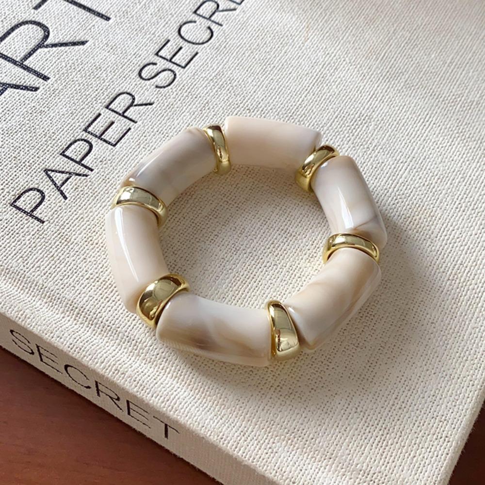 Stretchy Smudge Acrylic Bracelet Retro Vintage Maillard Hand Ring Bamboo Elastic Bangle  Party