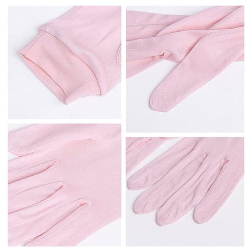 100% Silk Gloves, Sleep Gloves, UV Protection, Smooth and Moisturizing, One Size Fits All, 5 Colors, bsy20057 Beige, yn