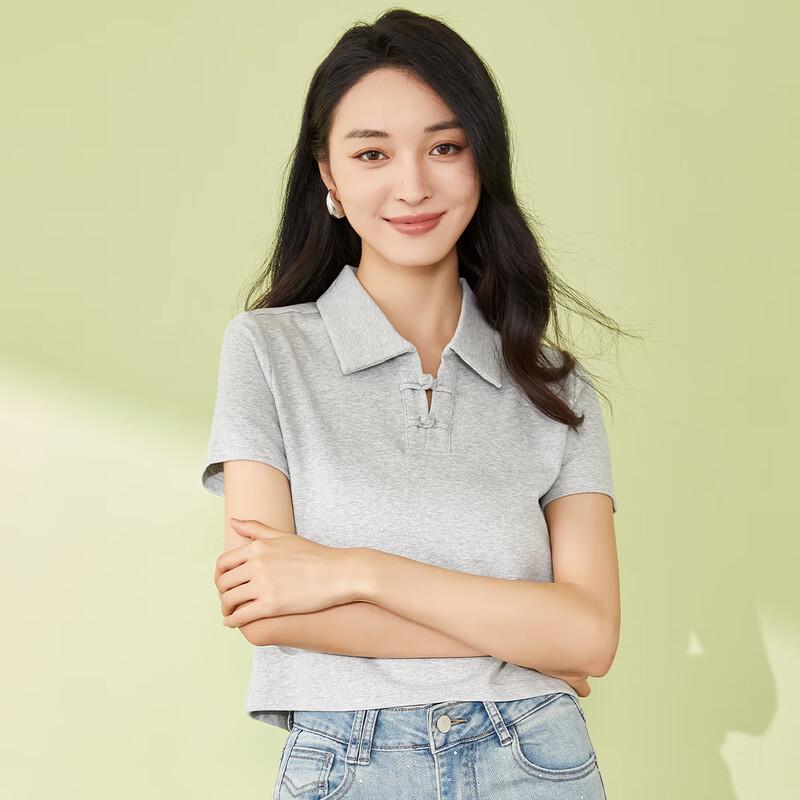 TATU Women's Summer New Chinese Style Polo Short Sleeve Shirt