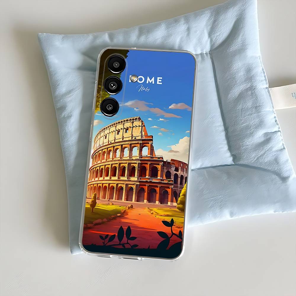 

Italy Rome City Travel Phone Case For Samsung S24,30,21,22,23,20 FE,lite,PIus,Ultra,5G,Note,9,10 Transparent Cover SamsungNote20Ultra