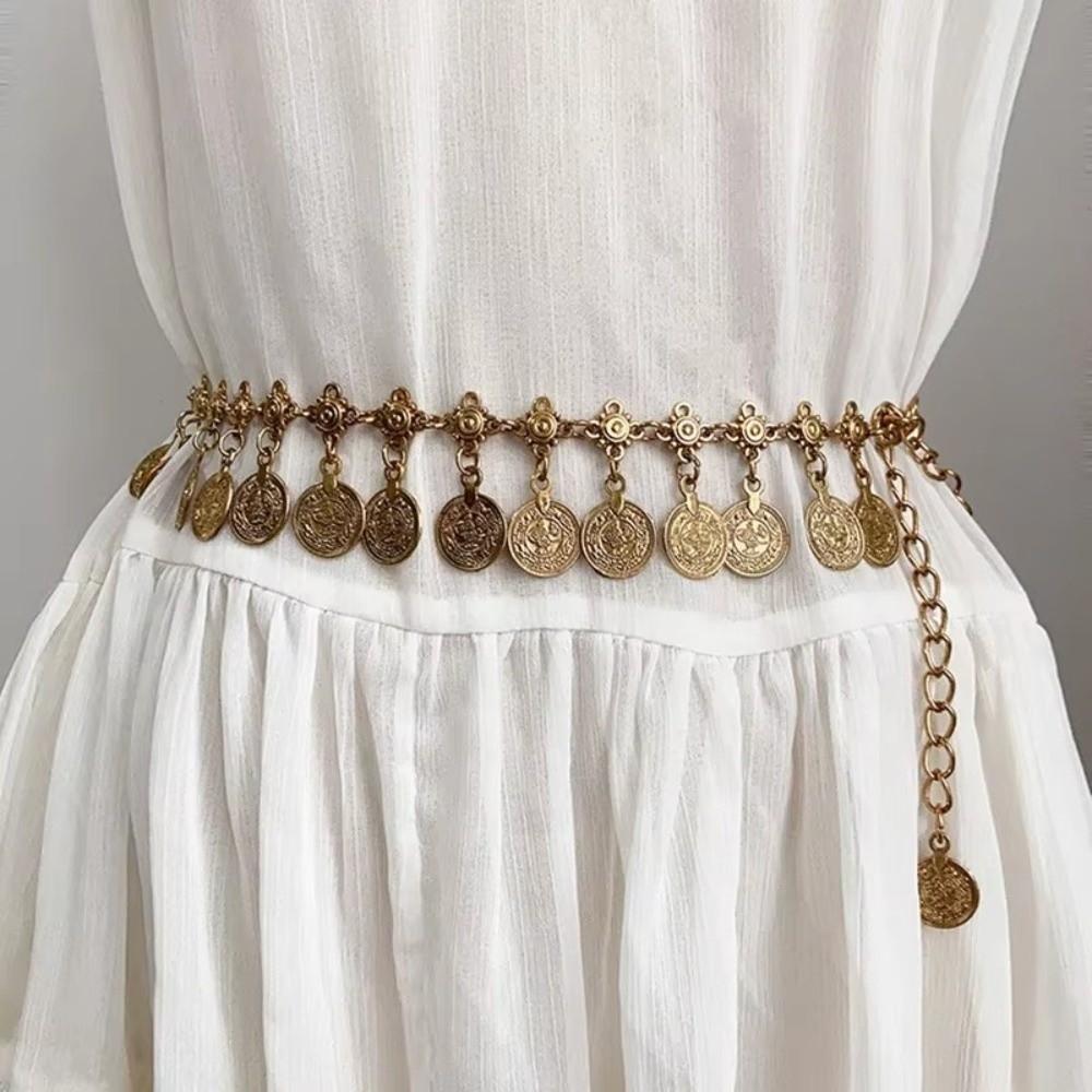 Gold/Silver Metal Belly Chain Shaking Coins Waist Belt Luxury Body Chain  for Women