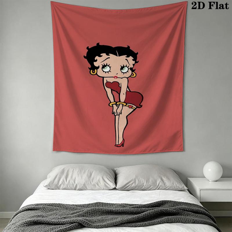 betty boop Wall Tapestry Aesthetic Wall Hanging Printed Fabric Blanket Decorative Tapestries for Bedroom Living Room Home Decor