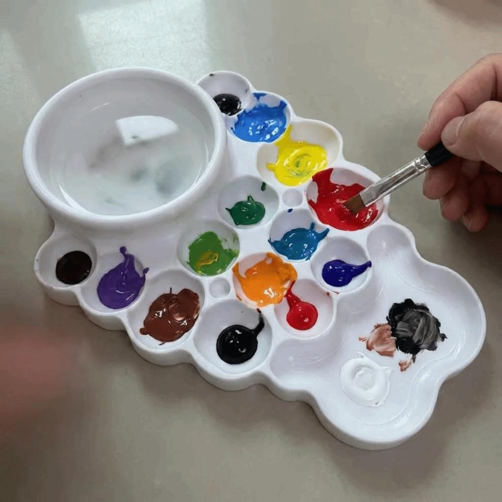 Multiple Compartments Painting Palette Reusable Paint Pigment Tray Color Mixing Pallet  Student