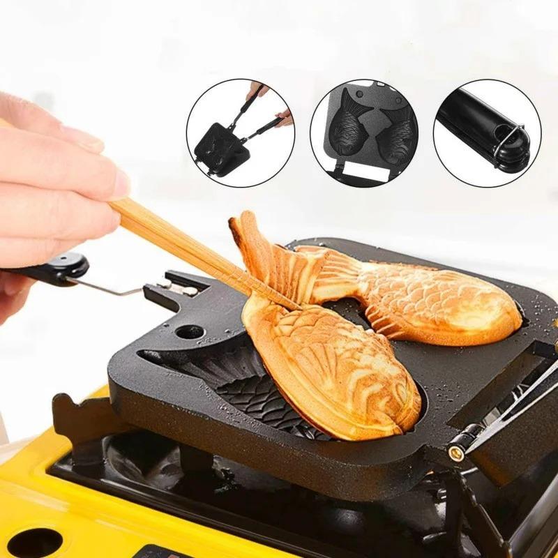 Taiyaki Japanese Fish-Shaped Bakeware Bread Pan Maker 2 Cast Home Cake Tools