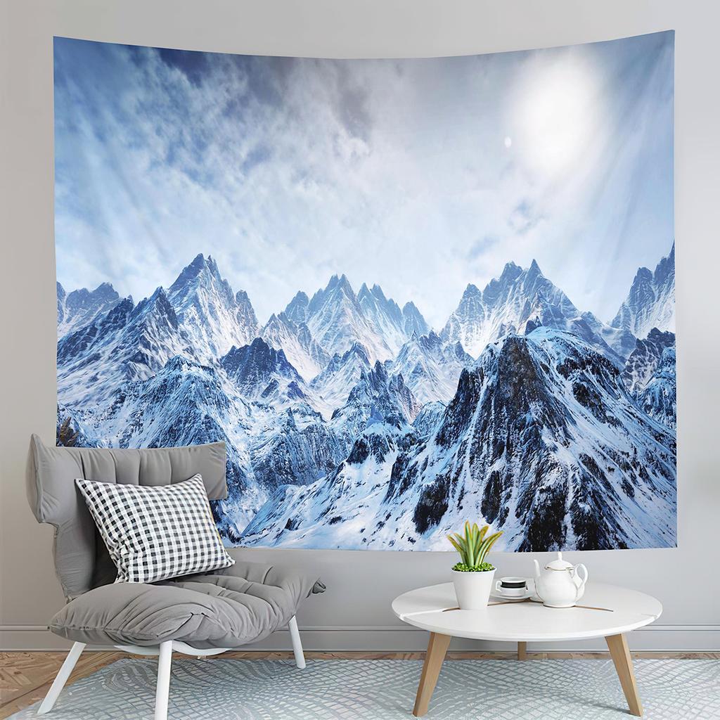 Winter Snow Tapestry Mountain Forest Snowy Pine Tapestry Sunset Landscape Tapestry Art Home Living Room Bedroom Decor Tapestries