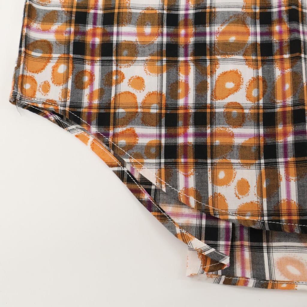 COMME Des GARCONS SHIRT S20031 Orange Cotton Check X Leopard Print Short Sleeve Shirt Tops M Orange blackUsed