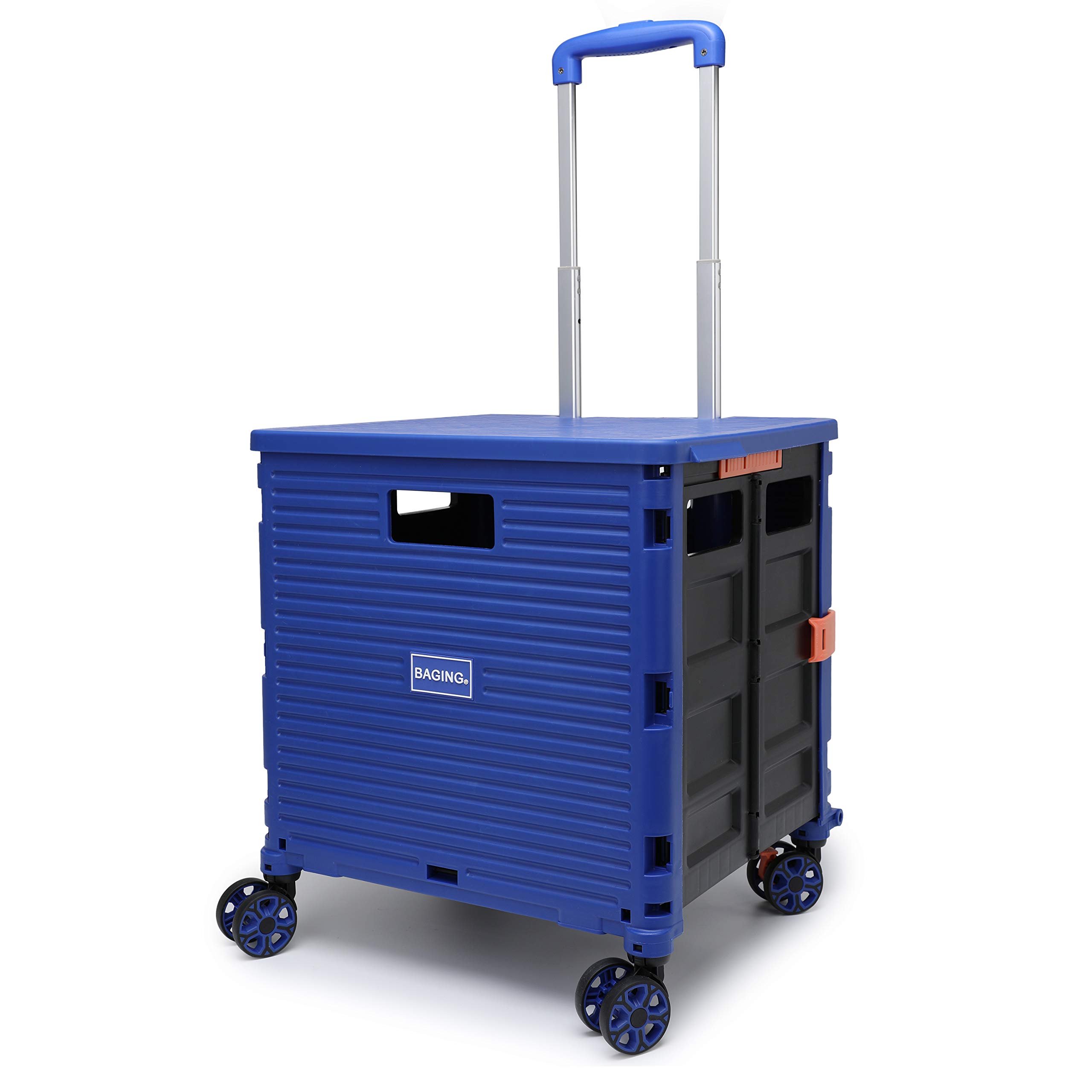 

тележка для покупок с 4 бесшумными складными тележками для покупок LB007 [BAGING] Боковой стопор, вращение на 360°, ролики, (синий) синий